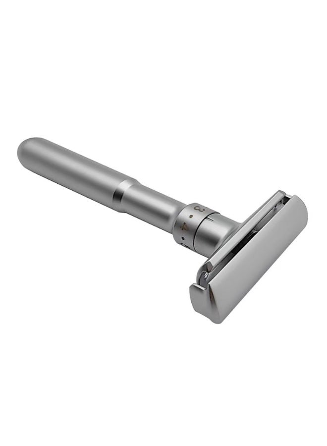 Classic Double Edge Safety Razor Set – Silver with 5 Replacement Blades, Adjustable Sharpness, Precision Shaving Blade Razor - Image 4