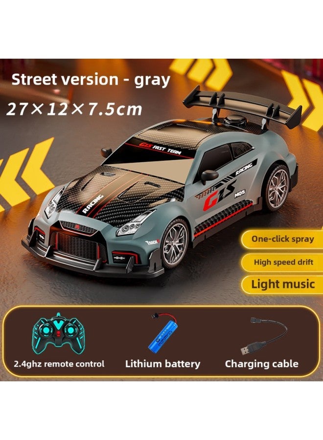 Special For Drift Spray 2.4G High-speed Light Music Four-wheel Drive Racing RC Remote Control Car Children's Electric Toys-Color:Bg009-grey  - Image 1
