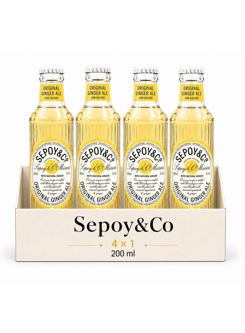 Sepoy & Co Original Ginger Ale Low Calorie Soft Drink 200 ml Pack of 4 - Image 1
