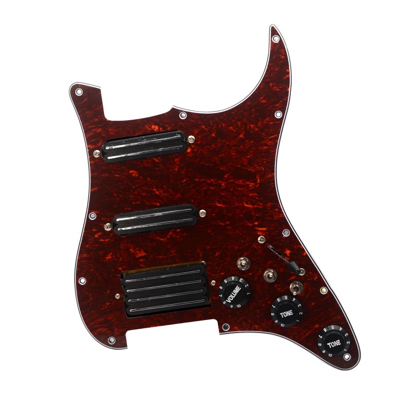 MAXCHEER SSHCoil Splitting Electric Guitar Pickguard Two Mini Humbucker ONE 4 Coil Pickup High Output9K9K18K Loaded Prewired Scratchplate Red Tortoise Shell SSH - Image 2