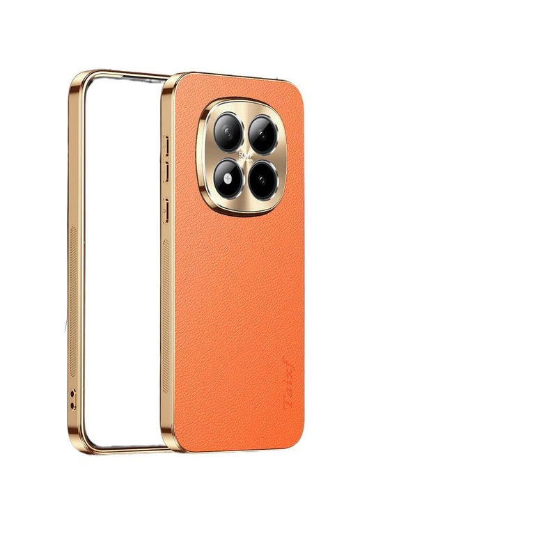 غطاء واقي بElectroplated لـ Redmi Note 15 مع مطلي بالكهرباء وملمس جلد مع مقاوم للصدمات مع تغطية كاملة مع حماية من السقوط باللون أسود باللون الأسود باللون الأحمر - Image 1