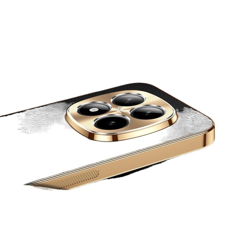 غطاء واقي بElectroplated لـ Redmi Note 15 مع مطلي بالكهرباء وملمس جلد مع مقاوم للصدمات مع تغطية كاملة مع حماية من السقوط باللون أسود باللون الأسود باللون الأحمر - Image 4