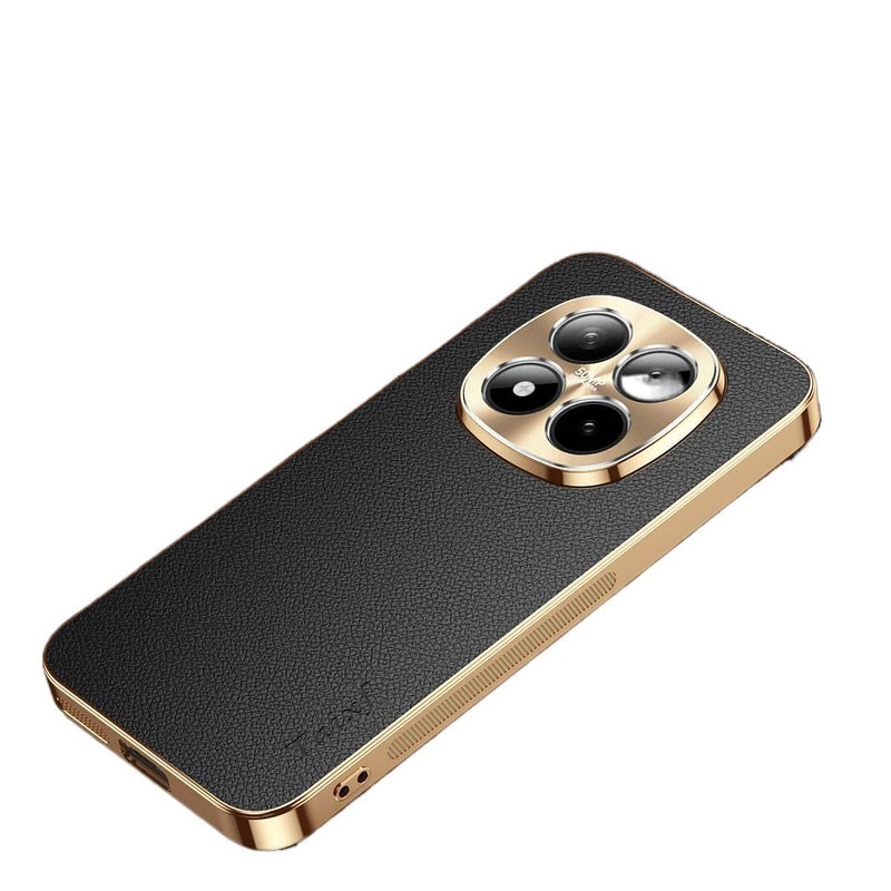 غطاء واقي بElectroplated لـ Redmi Note 15 مع مطلي بالكهرباء وملمس جلد مع مقاوم للصدمات مع تغطية كاملة مع حماية من السقوط باللون أسود باللون الأسود باللون الأحمر - Image 3