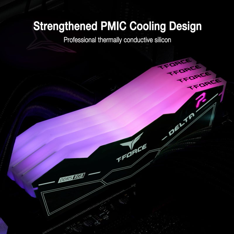 Team Group TEAMGROUP T-FORCE DELTA RGB DDR5 Ram 32GB (2x16GB) 6000MHz PC5-48000 CL30 Intel XMP 3.0 AMD Expo Compatible Desktop Memory Black FF3D532G6000HC30DC01 - Image 4