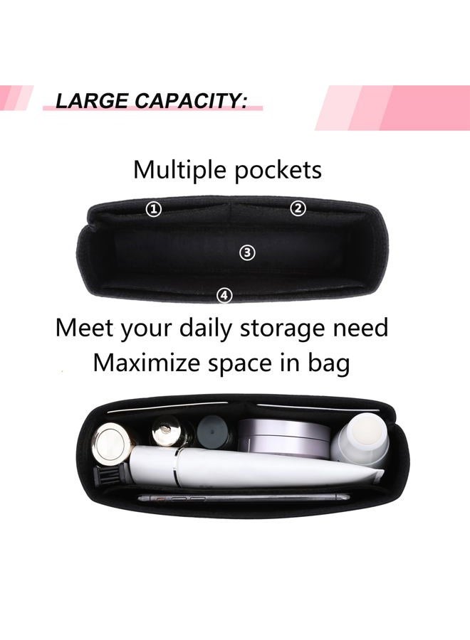 OAikor Felt Small Insert Purse Organizer with Zipper, Black, S - Image 5