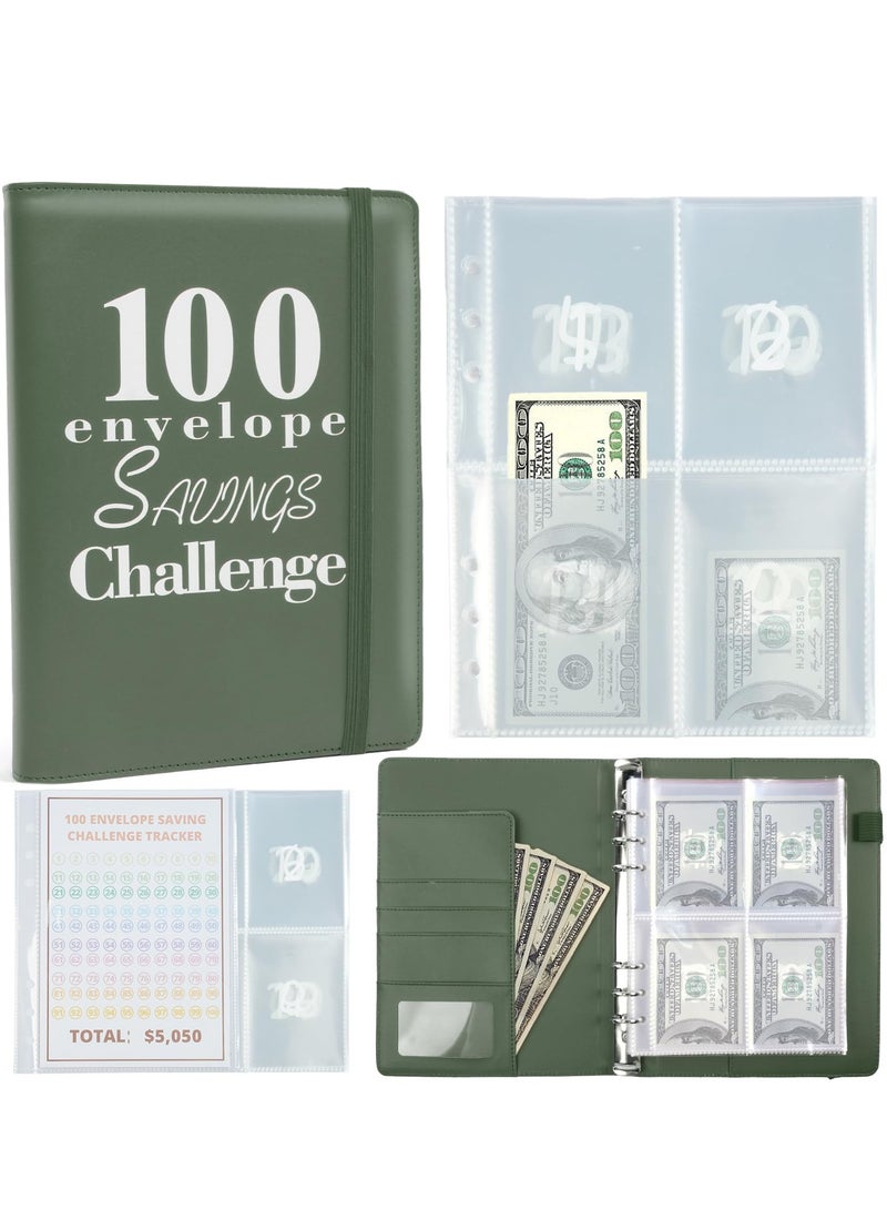 SYOSI 100 Envelopes Money Saving Challenge Binder, A5 Savings Challenges Book with Envelopes, Easy and Fun Way to Save $5,050, Money Savings Challenges Binder Valentines Gift Saving Money Binder - Image 1