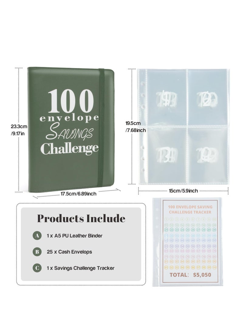 SYOSI 100 Envelopes Money Saving Challenge Binder, A5 Savings Challenges Book with Envelopes, Easy and Fun Way to Save $5,050, Money Savings Challenges Binder Valentines Gift Saving Money Binder - Image 2