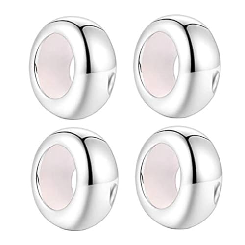 LAMOONY Clip Stopper Charms Sterling Silver Rondelle Spacer Bead Charm Stopper Charm for Pandora Charm Bracelets (Silver (4 pcs)) - Image 1