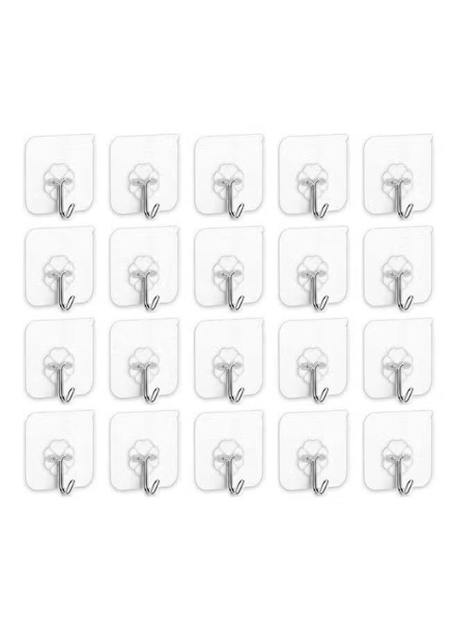 20-Piece Heavy Duty Wall Hooks Transparent 6cm - Image 1