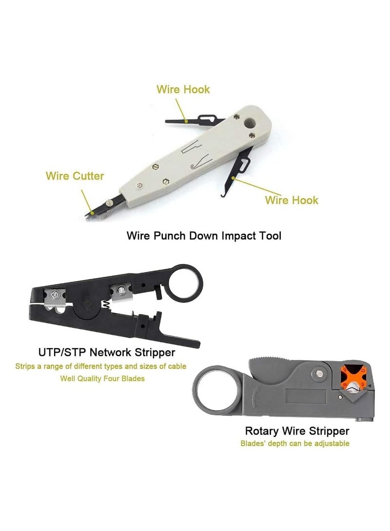 Rj45 Crimping Tool Kit for CAT5 CAT6 Professional Computer Maintenacnce LAN Cable Tester Network Repair Tool Set Pack of 8 - Image 5
