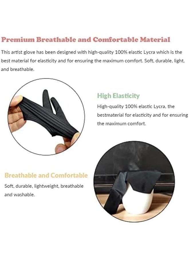 Drawing Glove 3 Layer Palm Rejection Digital Art Glove For Graphic Tablet Artist Gloves With Two Fingers For Ipad Paper Sketching Smudge Guard 2 Pcs Lager