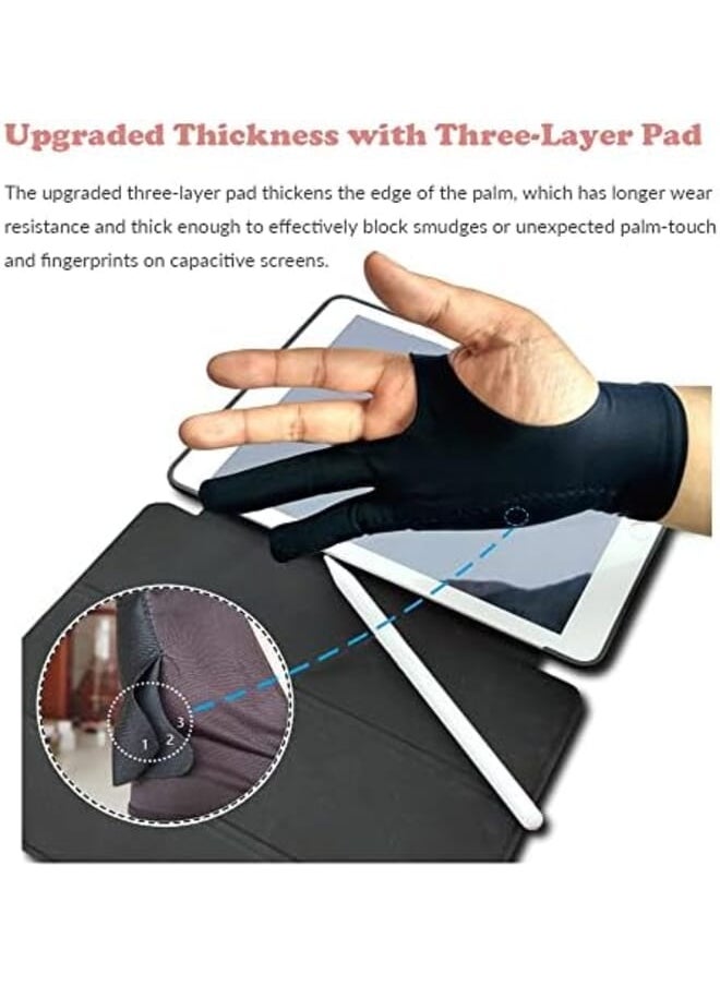 Drawing Glove 3 Layer Palm Rejection Digital Art Glove For Graphic Tablet Artist Gloves With Two Fingers For Ipad Paper Sketching Smudge Guard 2 Pcs Lager