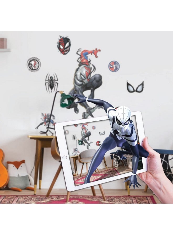 Wall Palz Marvel Venomized Spider-Man Wall Decals - Spider-Man Wall Decal - with 3D Augmented Reality Interaction - 27" Tall Venom Symbiote Peel and Stick Room Decor - Image 1