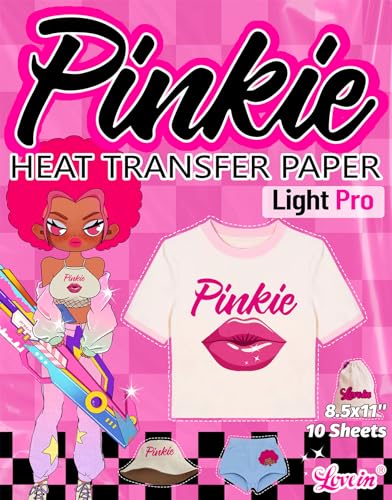 Lovein-Pinkie Heat Transfer Paper for Inkjet Printer (10 Sheets, 8.5x11") iron on paper for Light fabric Printable Heat Transfer Vinyl for T-Shirts (Light Pro) - Image 1