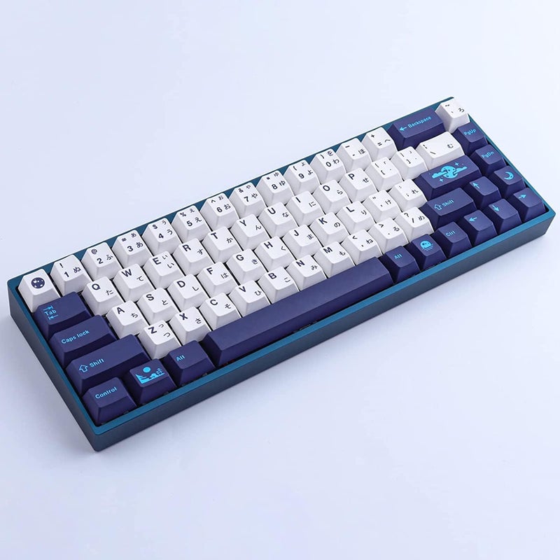 JOMKIZ أغطية مفاتيح PBT، 134 مفتاحًا، طباعة تسامي صبغية بتصميم القمر الأزرق، أغطية مفاتيح بتصميم Cherry Profile مع شريط مسافة 7U، مجموعة أغطية مفاتيح يابانية لمفاتيح MX، لوحات مفاتيح ميكانيكية - Image 3