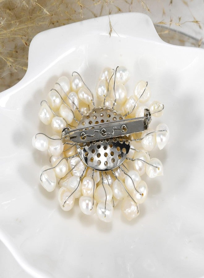 ايرافيدا بروش زهرة عتيق من اللؤلؤ الأبيض المستزرع من إيرافيدا | بروش وشاح نسائي | دبوس مجوهرات - Image 3