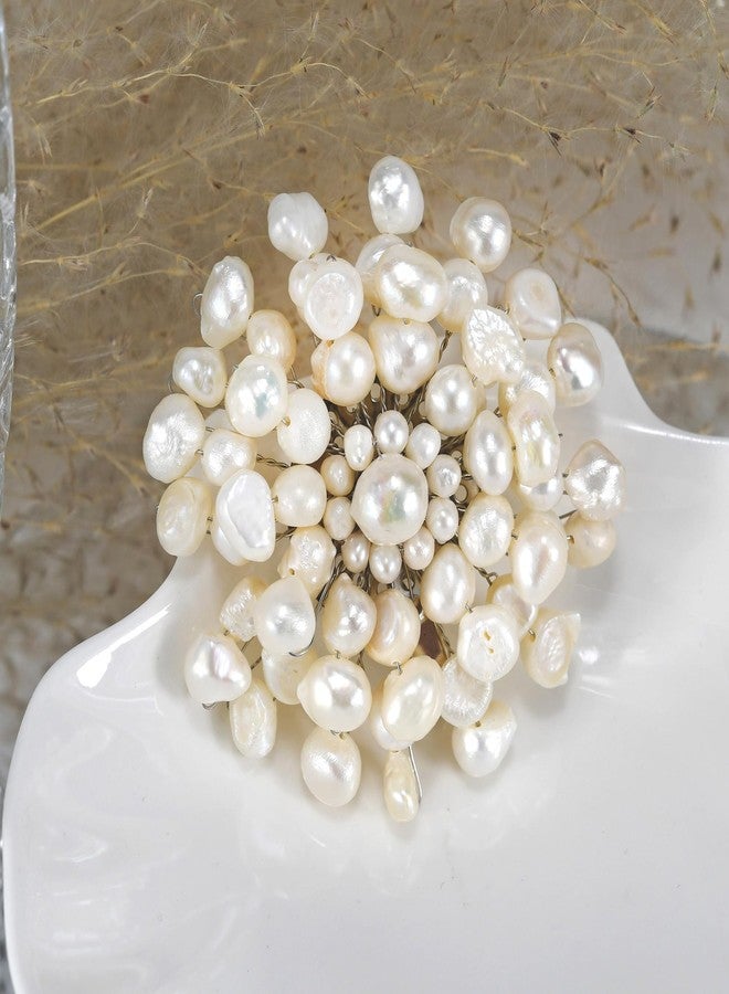 ايرافيدا بروش زهرة عتيق من اللؤلؤ الأبيض المستزرع من إيرافيدا | بروش وشاح نسائي | دبوس مجوهرات - Image 2