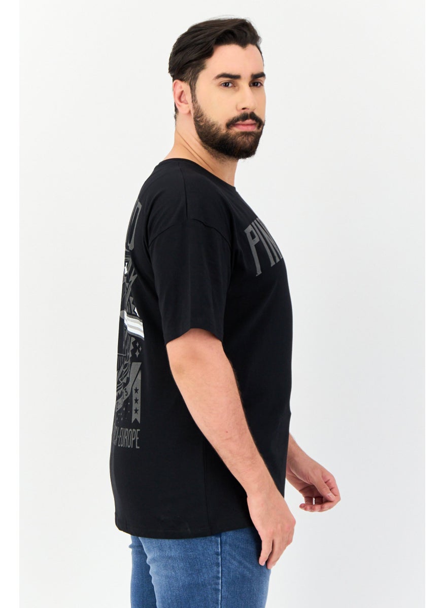 PINK FLOYD Men Drop Shoulder Fit Crew Neck Graphic Print T-Shirt, Black  - Image 2