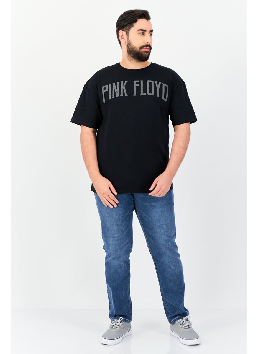 PINK FLOYD Men Drop Shoulder Fit Crew Neck Graphic Print T-Shirt, Black  - Image 3