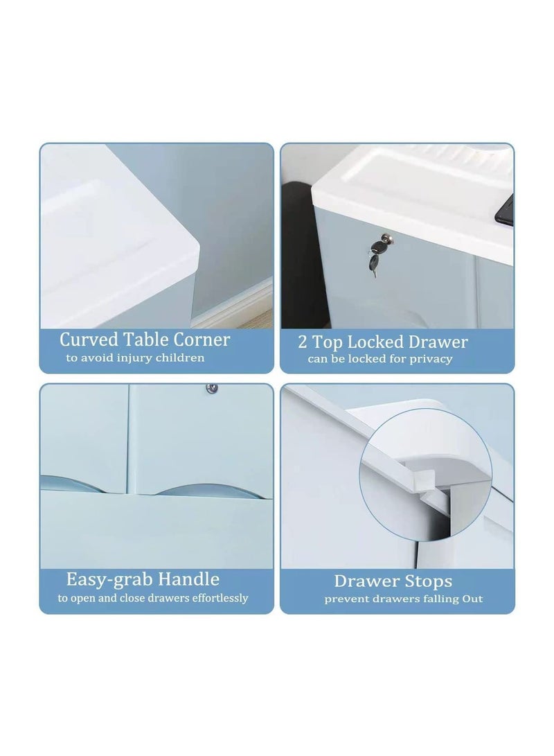 Cool Baby COOLBABY Plastic Cabinet 5 Drawers Storage Dresser,Small Closet Drawers Organizer Unit for Clothes,Toys,Bedroom,Playroom Wide, 60CM Blue, YLY002-60C-BL  - Image 3
