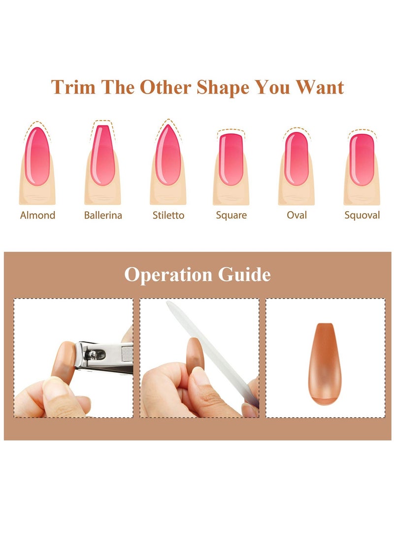 Practice Nail Tips, Replacement Refill False Tips for Flexible Training Hand Fake Display Manicure Supply DIY 400 Pcs, Brown - Image 3