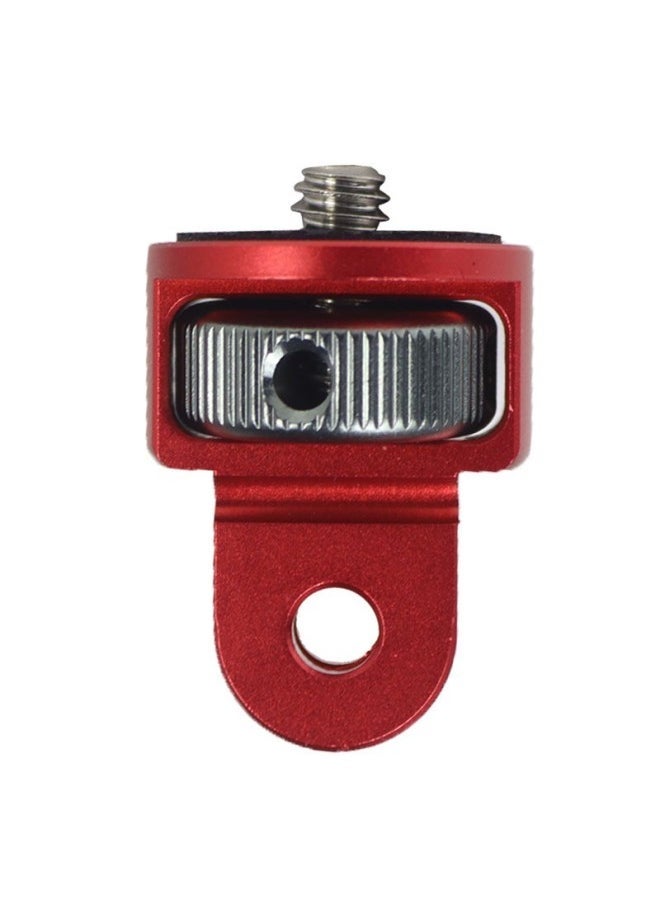 Applicable To Gopro Hero11/10 Small Ant Adapter Tripod Mini Adapter Seat Aluminum Alloy 1/4 Adapter Head-Color:Four Generations-Red + Titanium - Image 1