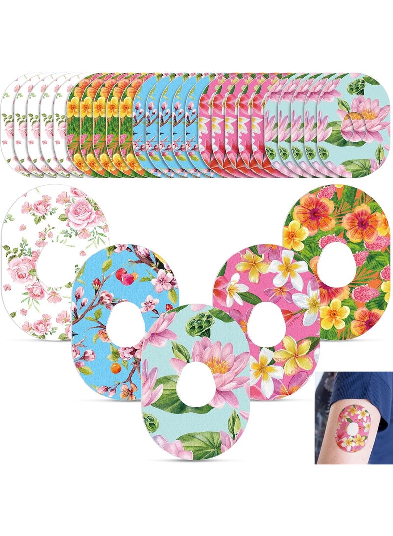 SYOSI 25 Pcs Adhesive Patch for Dexcom G7, Sweatproof Colorful Floral Pre-Cut Glucose Monitor Protection Tape, Variety Pack for CGM - Image 1