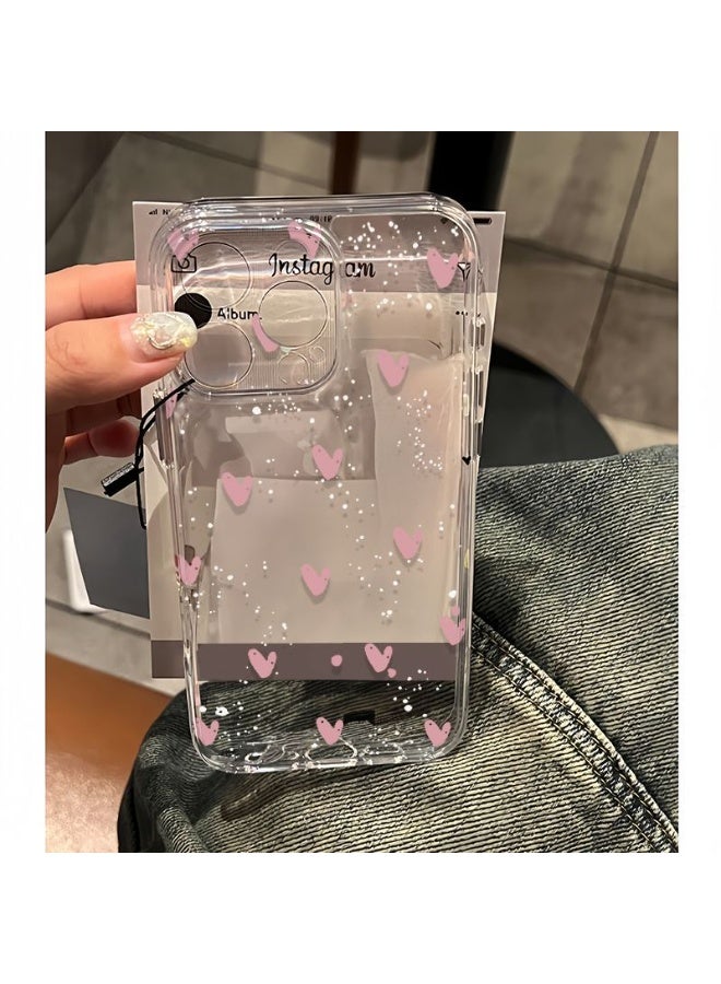 NIBEMINENT Minimalist Pink Heart Protective TPU Case Cover For iPhone 16 Pro Max, Clear - Image 3