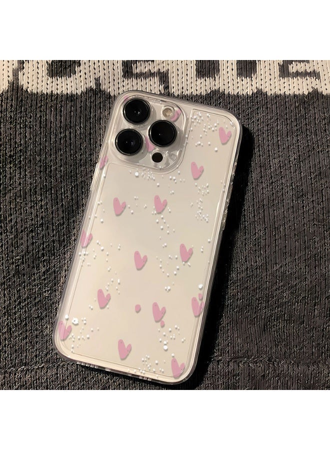 NIBEMINENT Minimalist Pink Heart Protective TPU Case Cover For iPhone 16 Pro Max, Clear - Image 1