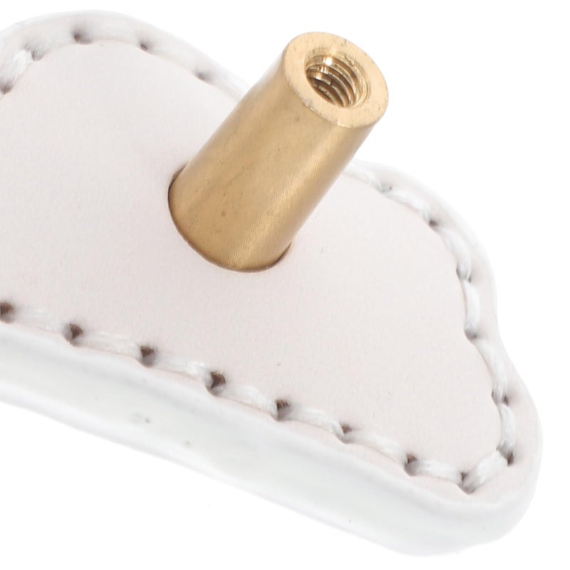 Cloud Shaped Cabinet Knobs Brass Drawer Pulls With White Leather 2 Pieces Nursery Furniture Handles - Image 4