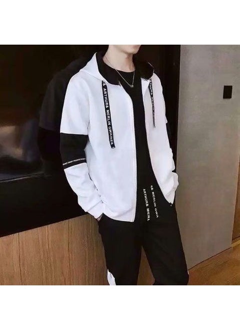 Casual Spring Autumn Sherpa Jacket for Men Coat White