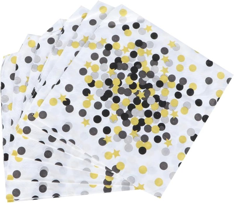 Valiclud 20 Pack Black Star Dot Print Paper Napkins Highly Absorbent for Wedding Birthday Party - Image 1