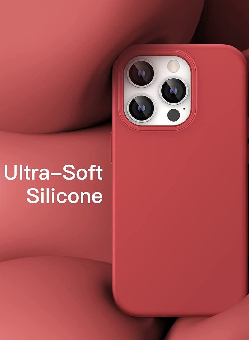 MUNTAQI Silicone Case for iPhone 14 Pro Max 6.7-inch, Silky-Soft Touch Full-Body Protective Phone Case, Shockproof Cover with Microfiber Lining (Red) - Image 2
