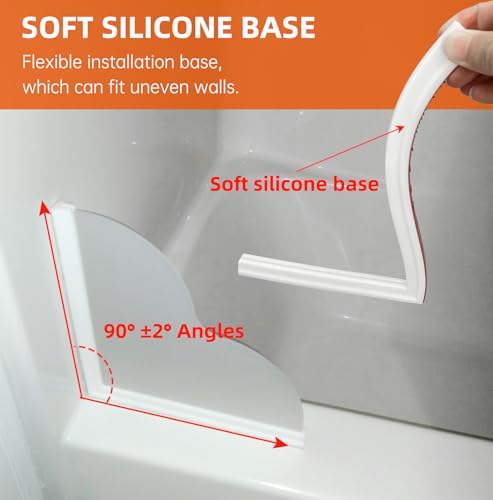 KOMOHOM Seamless Shower Corner Water Guard, Large Size Tub Shower Water Guard, Shower Splash Guards,Bathtub Splash Guard Self-Adhesive Tub Guards to Keep Water in Tub (2pcs) - Image 5