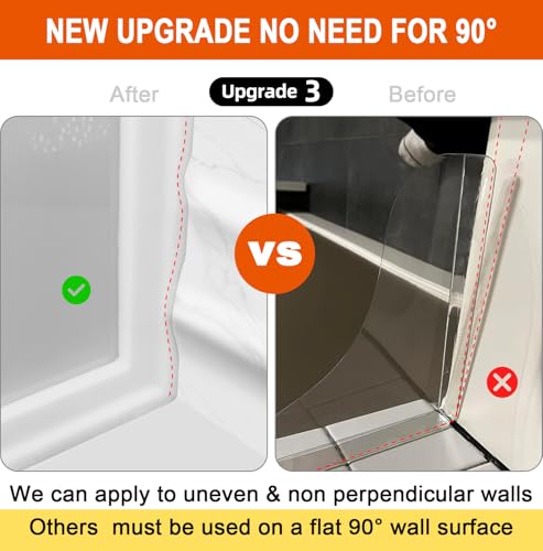 KOMOHOM Seamless Shower Corner Water Guard, Large Size Tub Shower Water Guard, Shower Splash Guards,Bathtub Splash Guard Self-Adhesive Tub Guards to Keep Water in Tub (2pcs) - Image 4