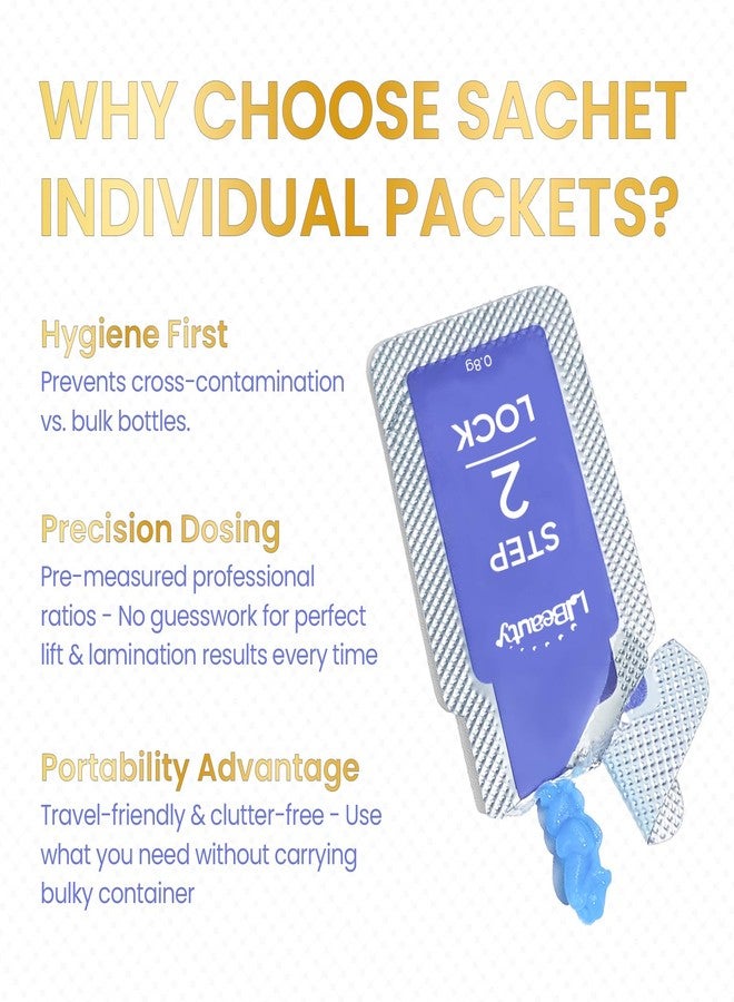 Libeauty Lash Lift Kit 20 Pcs Sachets, Brow Lamination Kit, Individually Packaged Lotion for Salon & Home Use with 5 Sizes L-Curl Shields - Image 2