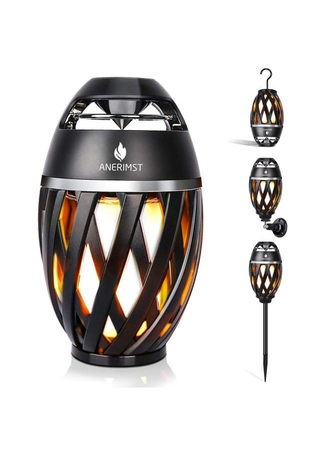 ANERIMST هدايا فريدة للرجال، مكبر صوت بلوتوث خارجي مقاوم للماء مع ضوء LED Torch، هدية عيد ميلاد للصديق أو الأب، رائع للحديقة، الفناء، في الخارج (أسود) - Image 1