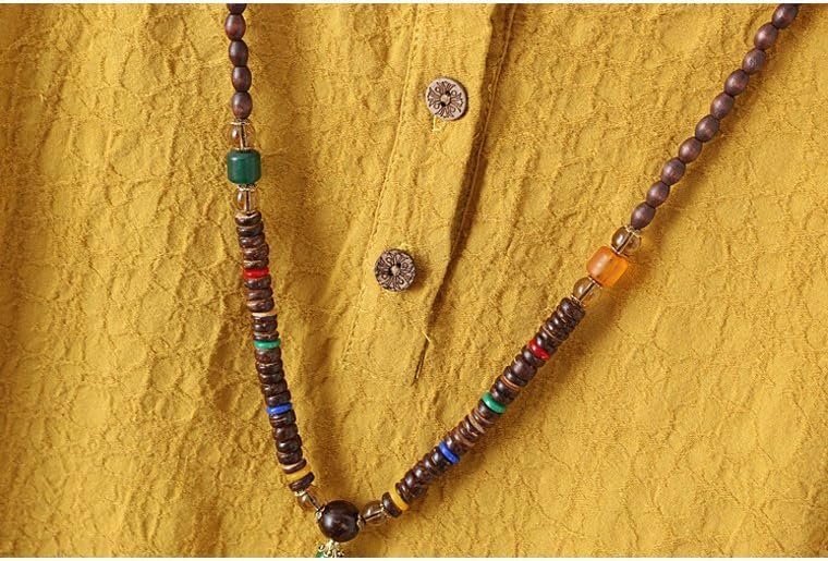 Minibee Women's 3/4 Sleeve Cotton Linen Jacquard Blouses Top T-Shirt (M, Yellow) - Image 3