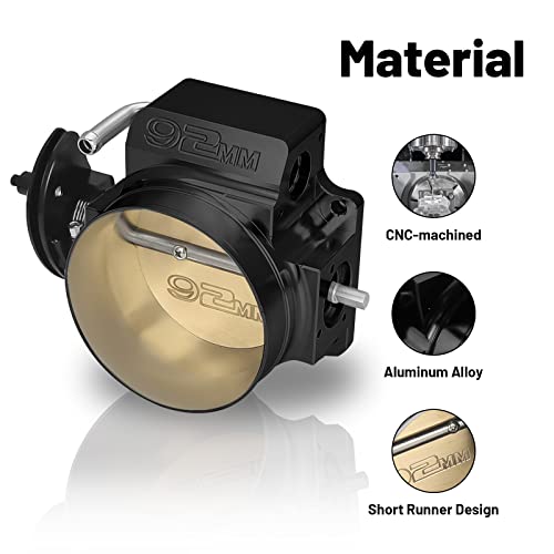 Endxedo مجموعة جسم الخانق Endxedo 92mm متوافقة مع محرك LS LS1 LS3 LS6 LSX 4 براغي ألمنيوم أسود - Image 3