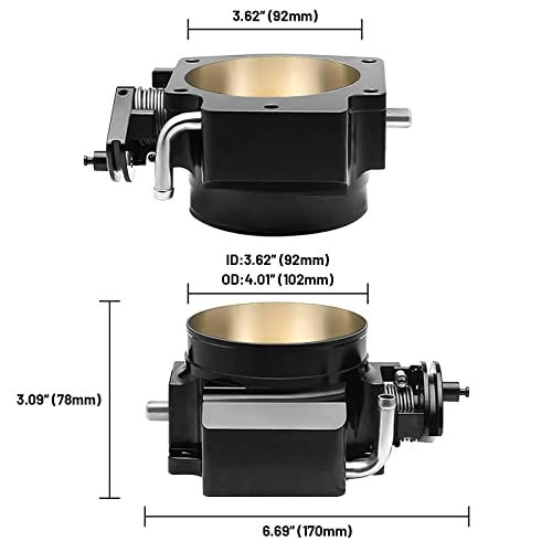 Endxedo مجموعة جسم الخانق Endxedo 92mm متوافقة مع محرك LS LS1 LS3 LS6 LSX 4 براغي ألمنيوم أسود - Image 4