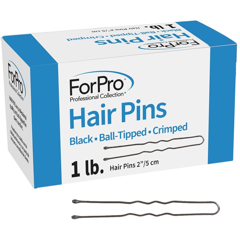 ForPro Professional Collection Hair Pins 575Count Approx Black 2 L BallTipped Crimped NonDamaging 1 Lb