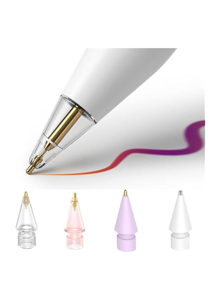 PROMASS 4 Pack Replacement Pencil Tip Compatible with Apple Pencil 1st/2nd Gen, Wear-Resistant Fine Point Precise Control and No Wear Out 0.78mm Longer Tip for iPad Pencil, B Style, 4 Color  - Image 1