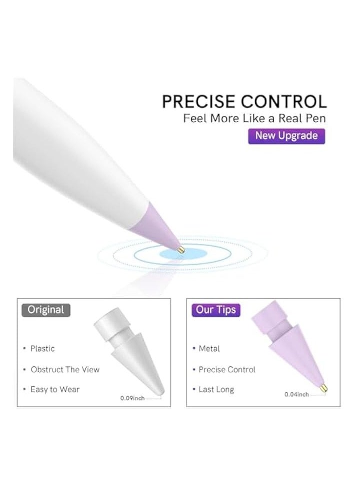PROMASS 4 Pack Replacement Pencil Tip Compatible with Apple Pencil 1st/2nd Gen, Wear-Resistant Fine Point Precise Control and No Wear Out 0.78mm Longer Tip for iPad Pencil, B Style, 4 Color  - Image 4
