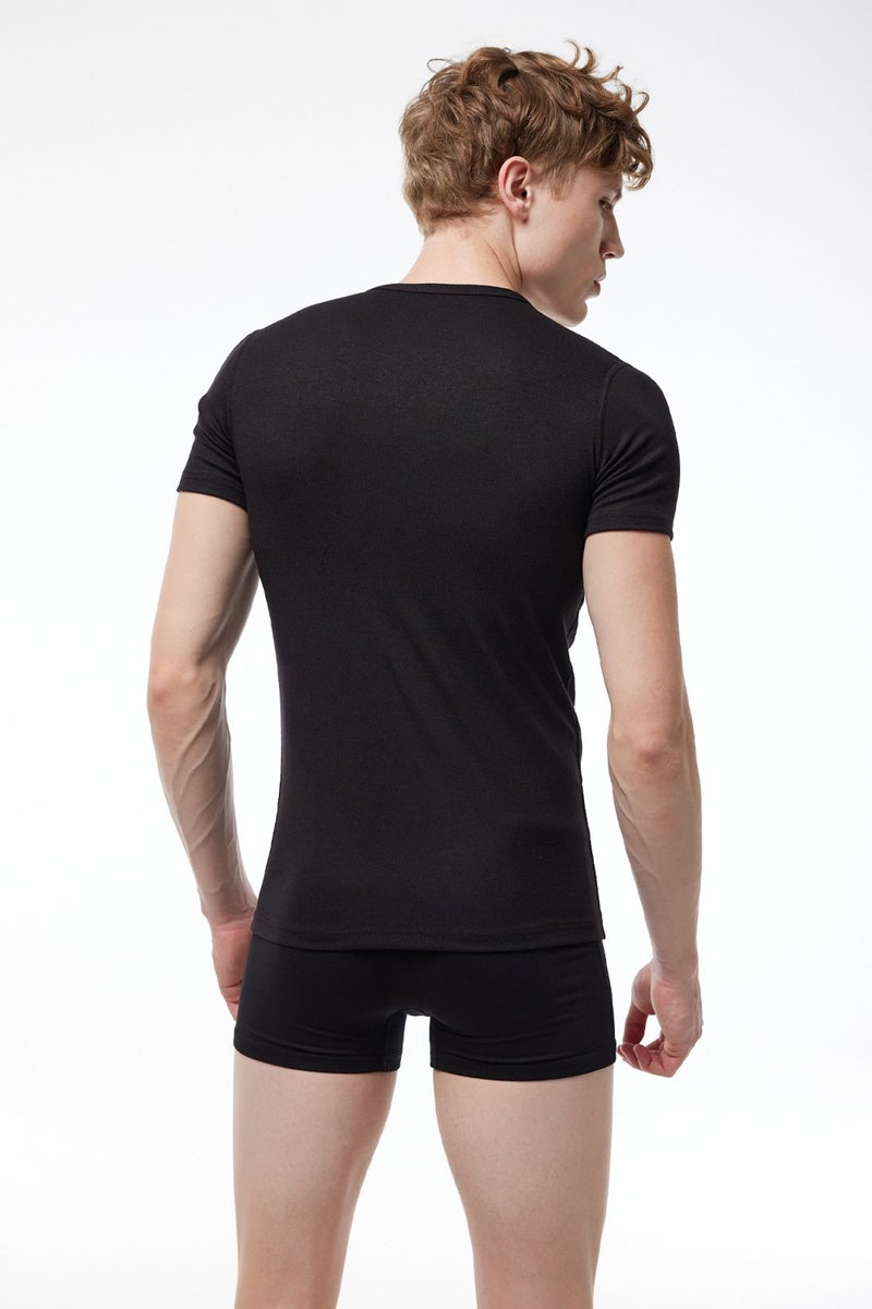 Malabadi Men's Thermal Underwear V Neck Short Sleeve Top 607  - Image 3