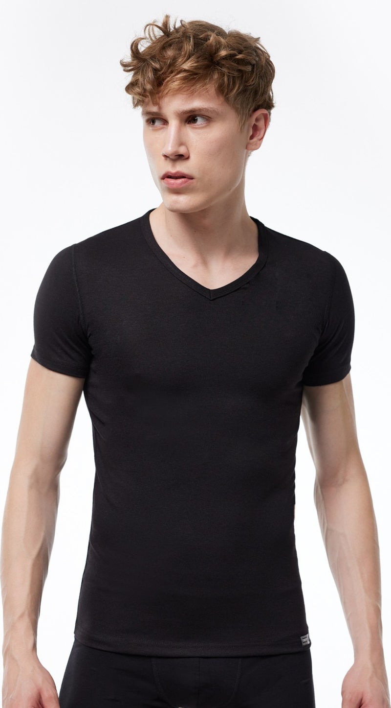 Malabadi Men's Thermal Underwear V Neck Short Sleeve Top 607  - Image 1