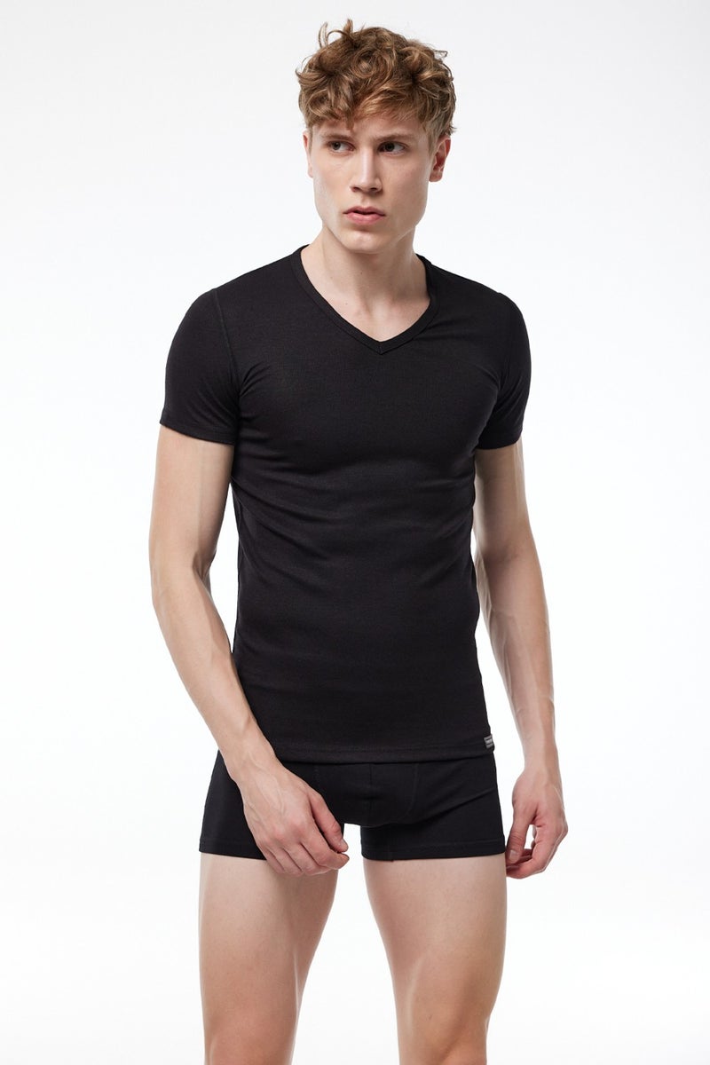 Malabadi Men's Thermal Underwear V Neck Short Sleeve Top 607  - Image 2