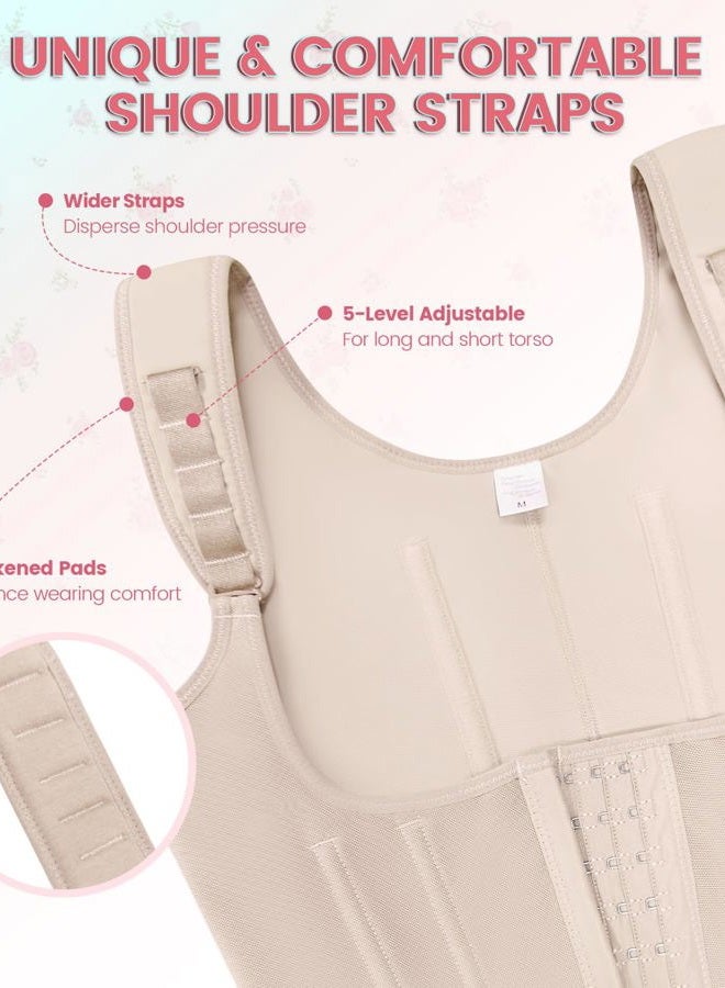 SHAPSHE Fajas Colombianas Moldeadoras De Cintura Y Abdomen Body Shaper Postpartum Compression Shapewear Tummy Control, Tan-upgrade, L - Image 4