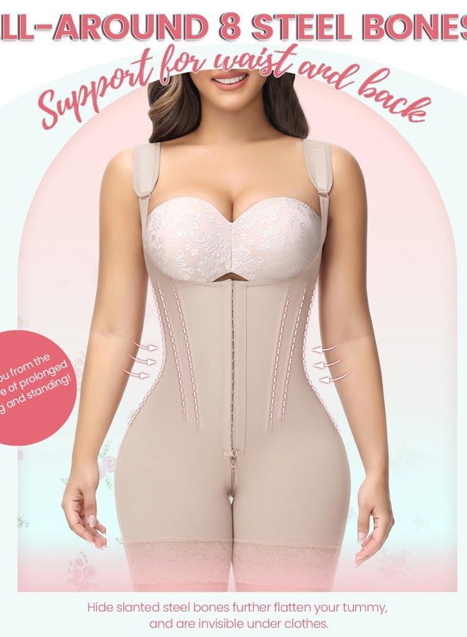 SHAPSHE Fajas Colombianas Moldeadoras De Cintura Y Abdomen Body Shaper Postpartum Compression Shapewear Tummy Control, Tan-upgrade, L - Image 3