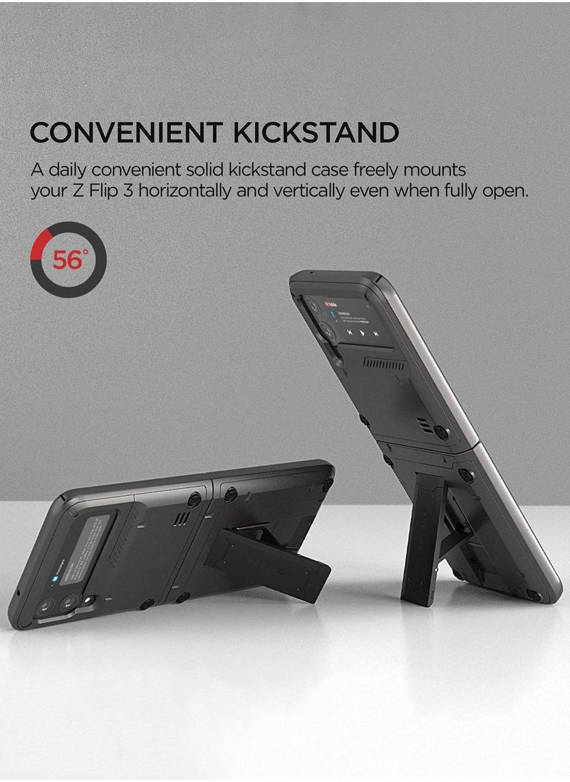 VRS Design QuickStand Active for Samsung Galaxy Z Flip 3 5G Case Cover (2021) with Kickstand - Metal Black  - Image 2