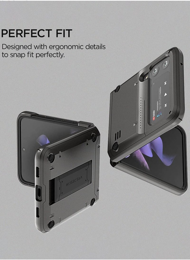VRS Design QuickStand Active for Samsung Galaxy Z Flip 3 5G Case Cover (2021) with Kickstand - Metal Black  - Image 5